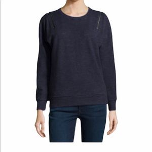 J Brand Navy Zip Shoulder Sweatshirt